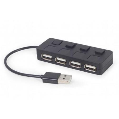 Hub Extern Porturi 4x USB 2.0 Conectare prin USB On/Off Cablu 0.15M Negru
