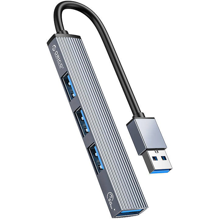 Hub Extern USB-C la 1x USB-A 3.0 + 3xUSB-A 2.0 Cablu 15CM Gri