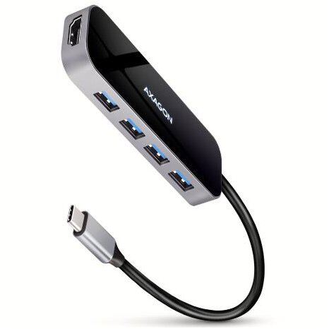 Hub HMC-6H4A 4xUSB-A + HDMI USB-C 3.2 Gen 1 PD 100W Cablu USB-C 20 CM Negru