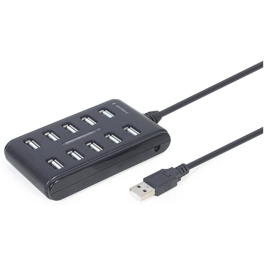 Hub USB 10x USB 2.0 A  1x USB 2.0 A 480Mbps 80cm Negru