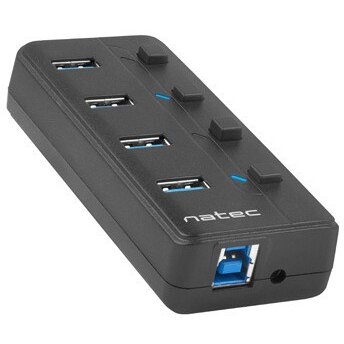 Hub USB USB 3.0 Intrerupator 4x  USB 2.0 Negru