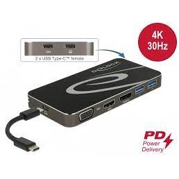 Hub USB USB Type-C 3.2 docking station (black, 4K HDMI + DP, VGA, USB hub and PD 3.0)