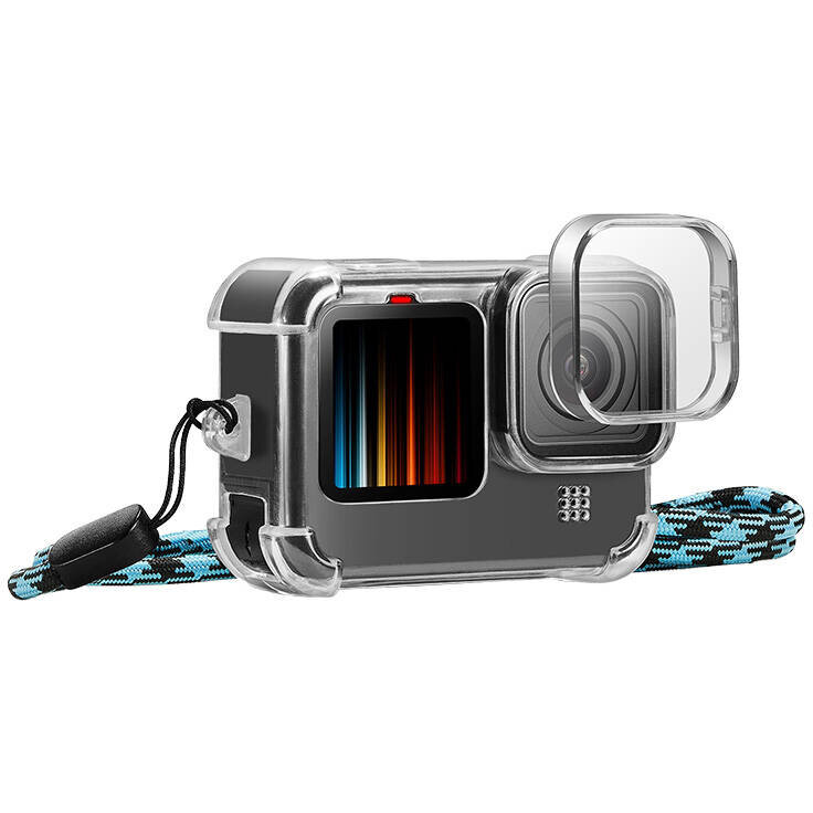 Husa cu Capac pentru Obiectiv si Snur PU932T pentru GoPro Hero 9 / 10 / 11 Transparent
