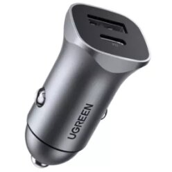 Incarcator Auto CD130 1 x USB Output 5V/2.4A si 1 x USB Type-C Output 5V/3A Pentru Bricheta Auto Gri