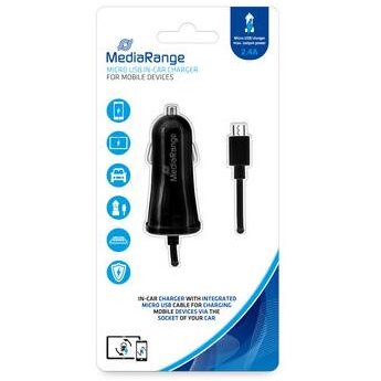 Incarcator Auto Cu cablu MicroUSB 2.4A Output 1m Negru