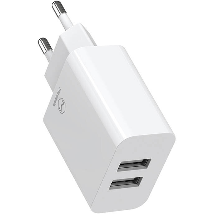 Incarcator CH-6721, 2x USB, 2.4A, Cablu USB-C 1m inclus, Alb