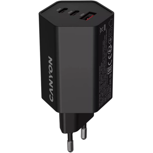 Incarcator Hexagon 65 1 x USB-A 2 x USB-C 20V 3.25A  65W Negru