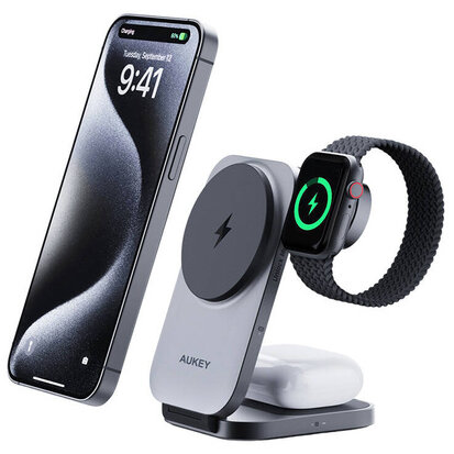 Incarcator Magnetic Wireless 3in1 MagFusion LC-MC312 15W Qi2 Gri