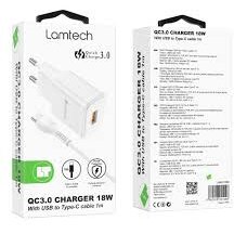 Incarcator Retea 18W QC3.0 1xUSB Cablu Type-C 1m Inclus Alb