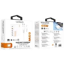 Incarcator Retea GaN Fast Charge PD 65W 1xUSB Type-C 4xUSB QC3.0 Alb