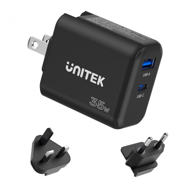 Incarcator Retea GaN PD  35W   USB-C + USB-A  Negru