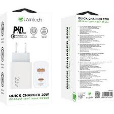 Incarcator Retea QC3.0 PD 20W 1xUSB 1xUSB Type-C Alb