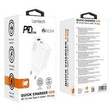 Incarcator Retea QC3.0 PD 65W 1xUSB 1xUSB Type-C Alb