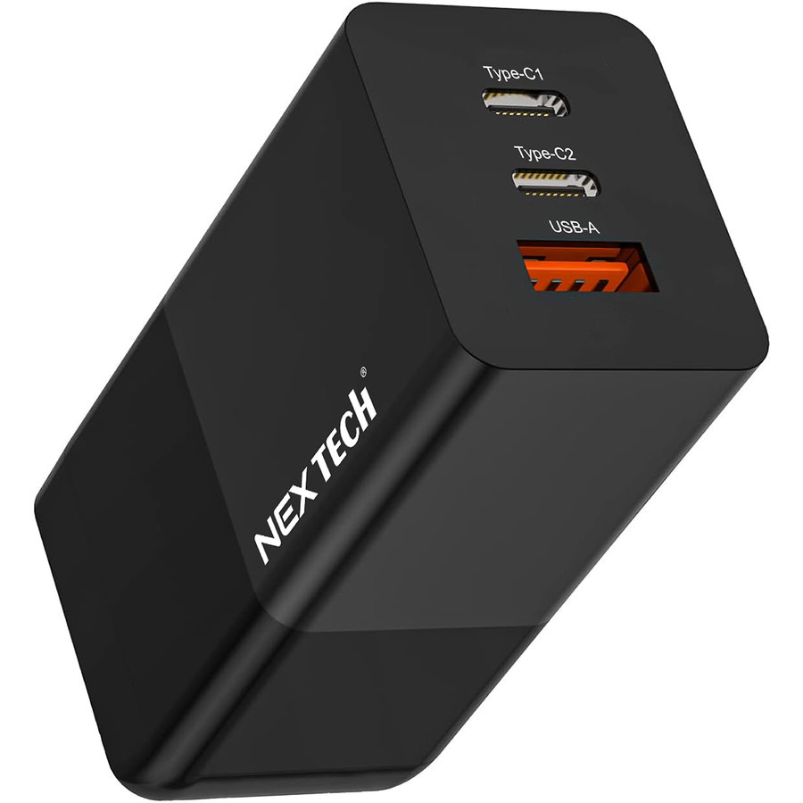 Incarcator retea TECH® Quick Charge Tehnologie GaN 65W 3 porturi 1x USB A, 2x Type C, PD 3.0 Super Fast Charge, 5V-20V Compatibilitate Universala 100-240V 50-60Hz 1.5A Culoare Negru