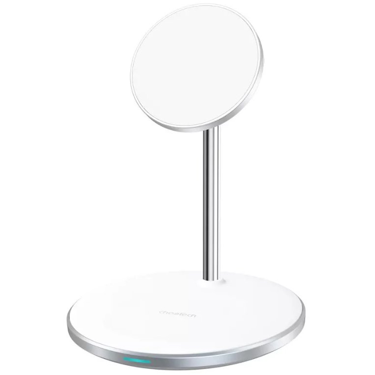 Incarcator T581-F Qi 15W compatibil cu iPhone si AirPods Magnetic MagSafe, cablu USB-C la USB-C inclus, Silver