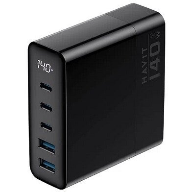 Incarcator UCLE004 EU 3x USB-C  2x USB-A 140W    Negru