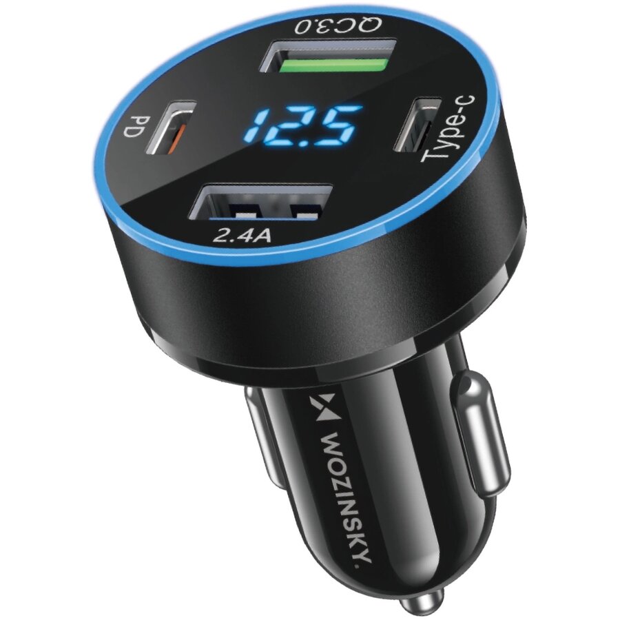 Incarcator WDCCB, 2x USB si 2x USB-C, Display, 50W, Negru