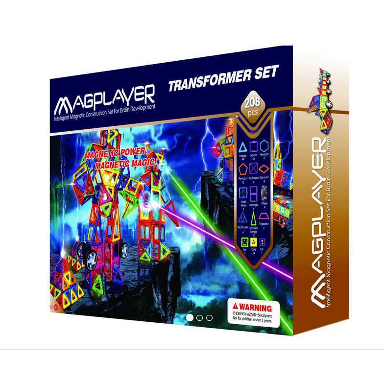 Joc de constructie magnetic Transformer Set 208 piese