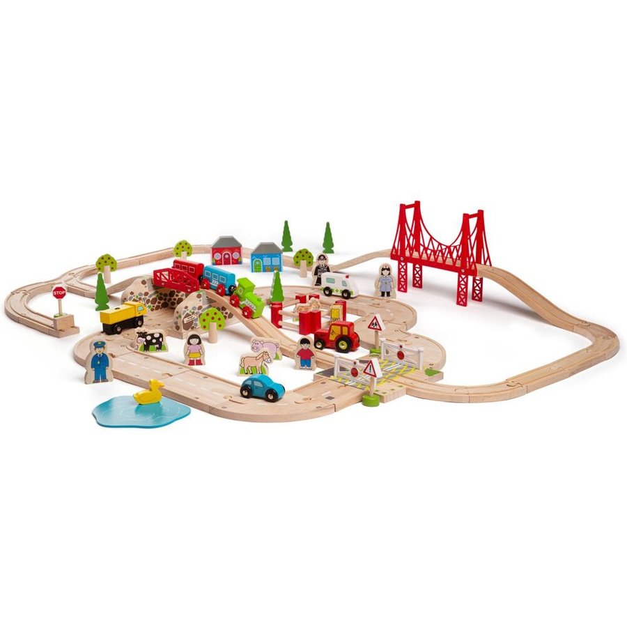 Jucarie creativa Circuit auto si feroviar 80 piese