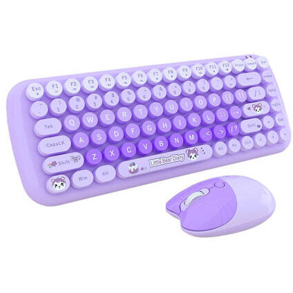 Kit Tastatura + Mouse Candy New 2.4G Wireless Purple