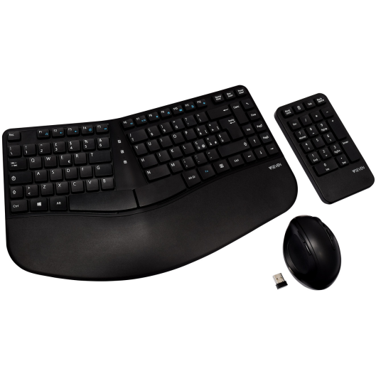 Kit Tastatura si Mouse CKW400ES Ergonomic Wireless Combo Layout ES + Keypad Negru