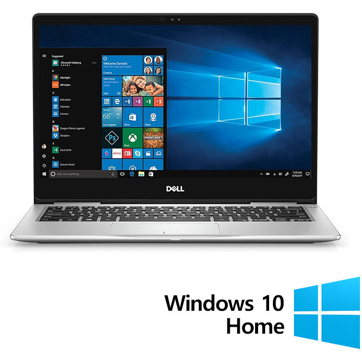 Laptop Refurbished Inspiron 7380 FHD 13.3 inch Intel Core i7-8565U 8GB 256GB SSD Windows 10 Home Silver