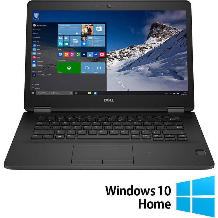 Laptop Refurbished Latitude E7470 FHD 14 inch Intel Core i5-6300U 8GB 256GB SSD Windows 10 Home Black