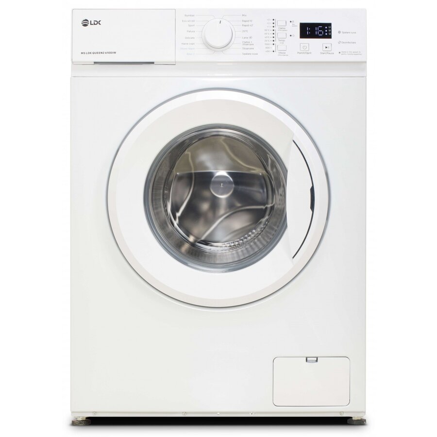 Masina de Spalat Rufe 610DIW Clasa A Capacitate 6 Kg 1000Rpm 16 Programe Steam Storm Wash Prespalare Amanare Pornire Drum Clean Slim Motor Inverter Alb