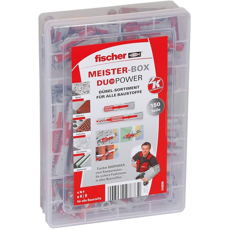 master box DUOPOWER short / long, dowel (light grey/red, 150 pieces)