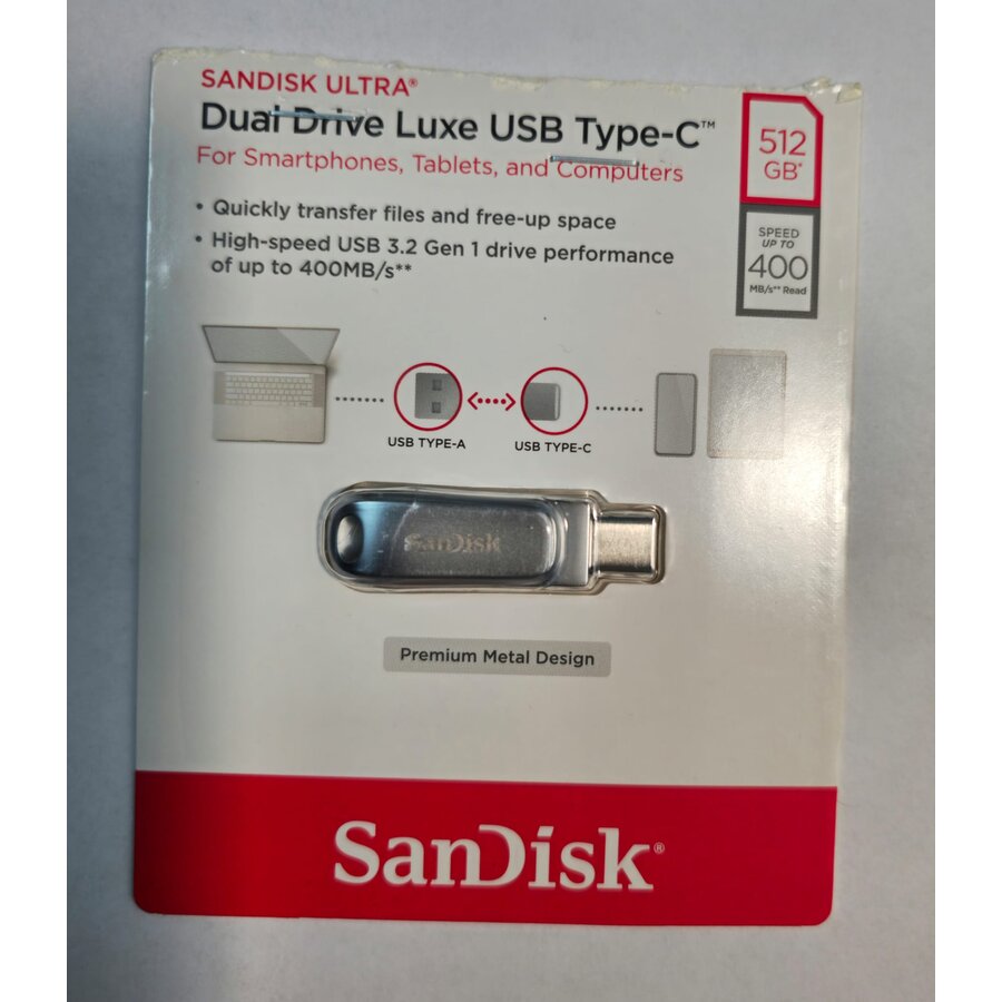 Memorie USB Resigilat Ultra Dual Drive Luxe 512GB USB-A/USB Tip-C Argintiu