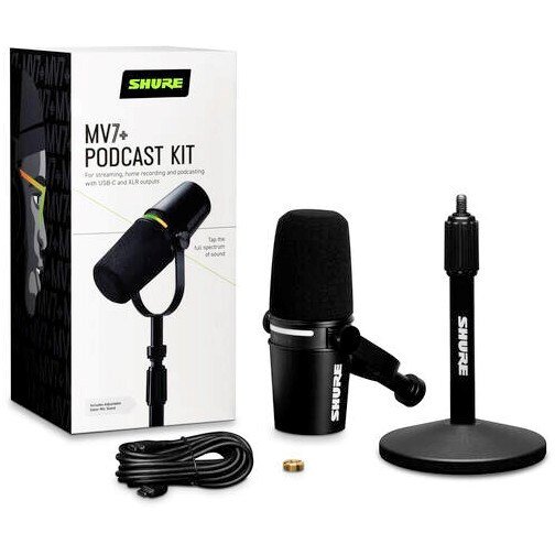 Microfon MV7+-K-BNDL XLR/USB-C  + Desk Stand GATOR Negru