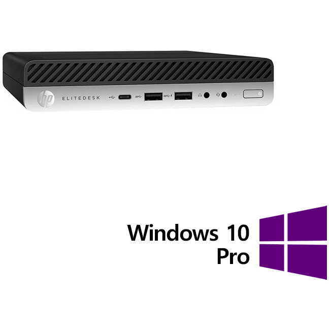 Mini PC Refurbished EliteDesk 800 G3 Intel Core i5-6500T 16GB 256GB SSD Windows 10 Pro Black
