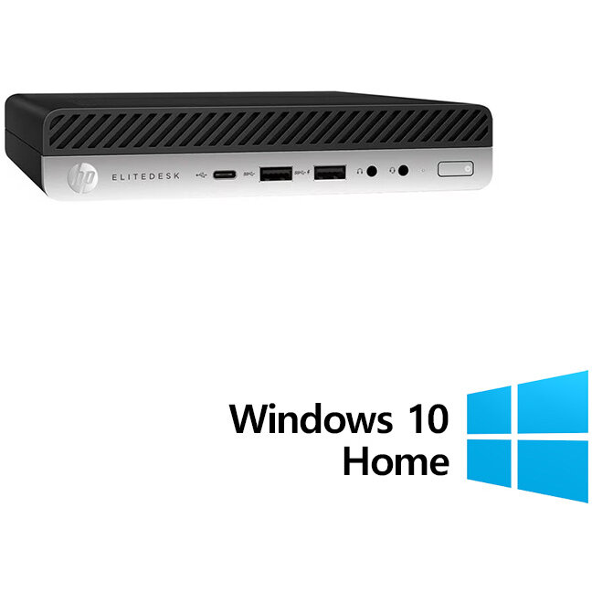 Mini PC Refurbished EliteDesk 800 G3 Intel Core i5-6500T 8GB 256GB SSD Windows 10 Home Black