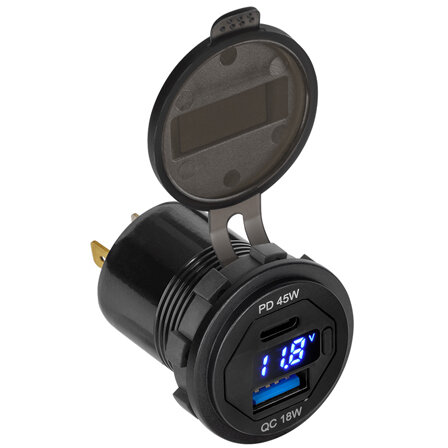 MUFA MONTAJ INCARCARE USB PD SI QC 3.0 63W