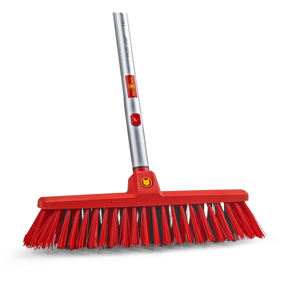 multi-star street broom SB 400 M + ash wood handle ZM 140 set (red/wood, 37cm)