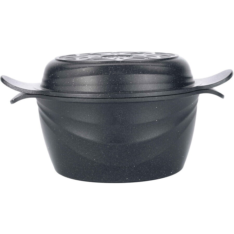 Oala Capac Tigaie Multifunctionala 30cm 8.8l Aluminiu Turnat Invelis Anti-Aderent Negru