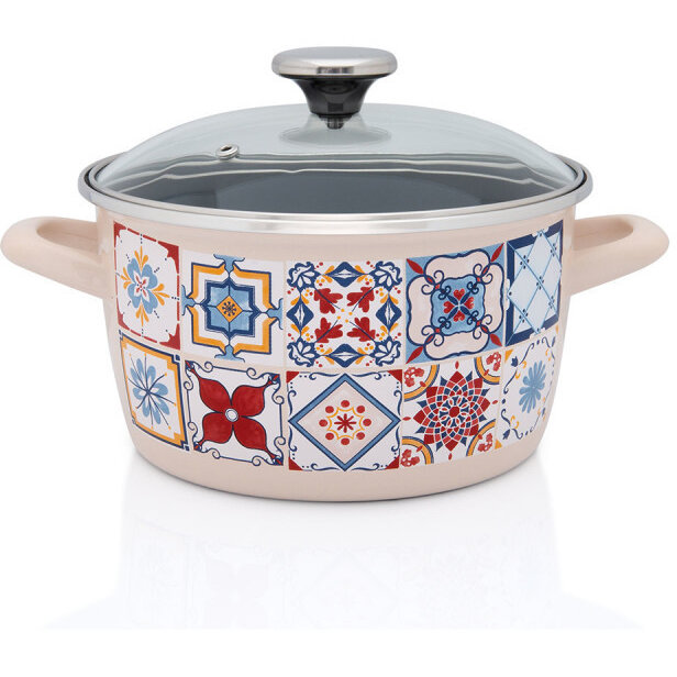 Oala cu Capac de Sticla Porto Capacitate 1.9L Diametru 16CM Multicolor