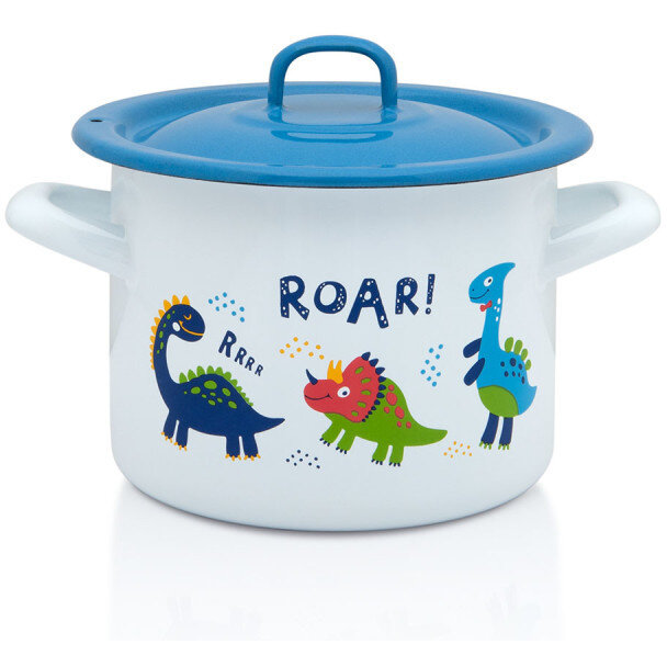 Oala cu Capac Dino Capacitate 1.5L Diametru 14CM Alb/Albastru