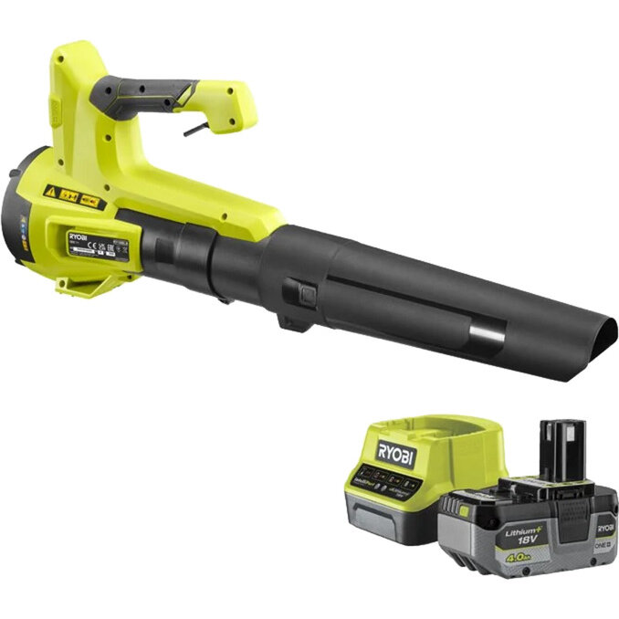 ONE+ Cordless Leaf Blower RY18BLB-140, 18 Volt (green/black, Li-Ion battery 4.0 Ah)