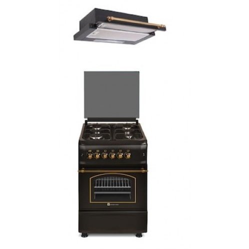 Pachet Aragaz 4 Arzatoare + Hota Telescopica Lean Retro