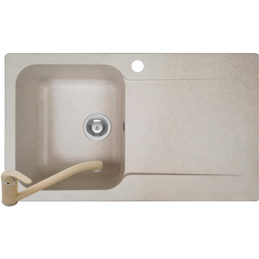 Pachet chiuveta soft compozit bucatarie Level DUROTHEK 1B 1D ST + Baterie Bej