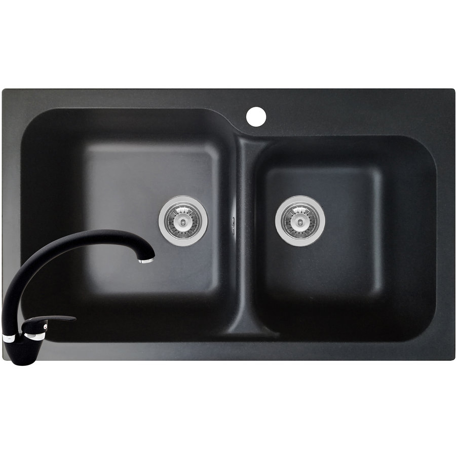 Pachet chiuveta soft compozit Twin ARTITHEK + Baterie OSSIA Negru