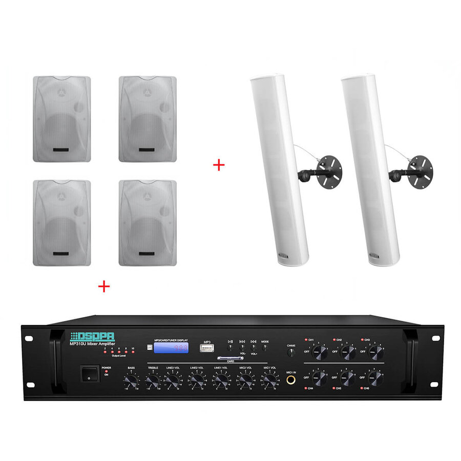 Pachet Sonorizare Biserica 120W cu 2 Zone  Interior + Exterior Cu Volum Reglabil Pe Zone