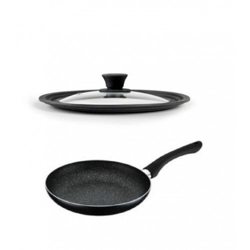 Pachet Tigaie aluminiu  Pepita Granit 24cm GPMPP2451 + Capac sticla multisize 24/26/28cm