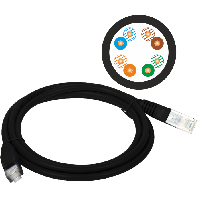 Patchcord U/UTP Cat 5E 5m Black