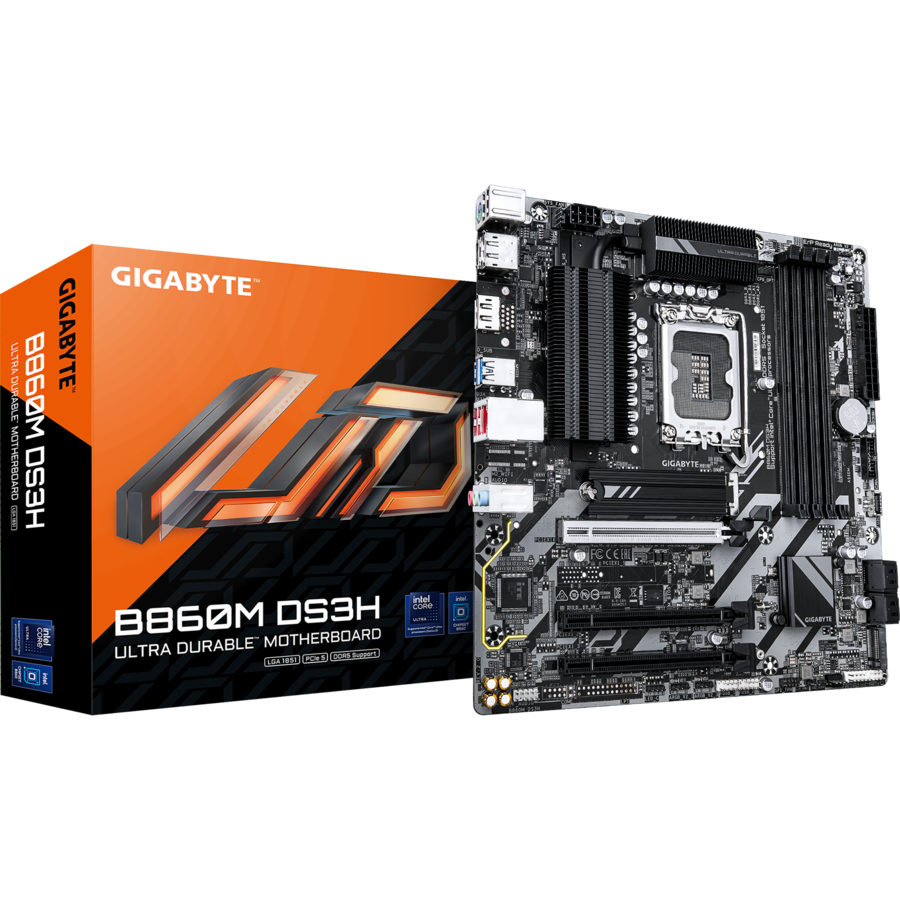 Placa de baza B860M DS3H Mainboard, Sockel 1851, Intel B860, mATX, DDR5