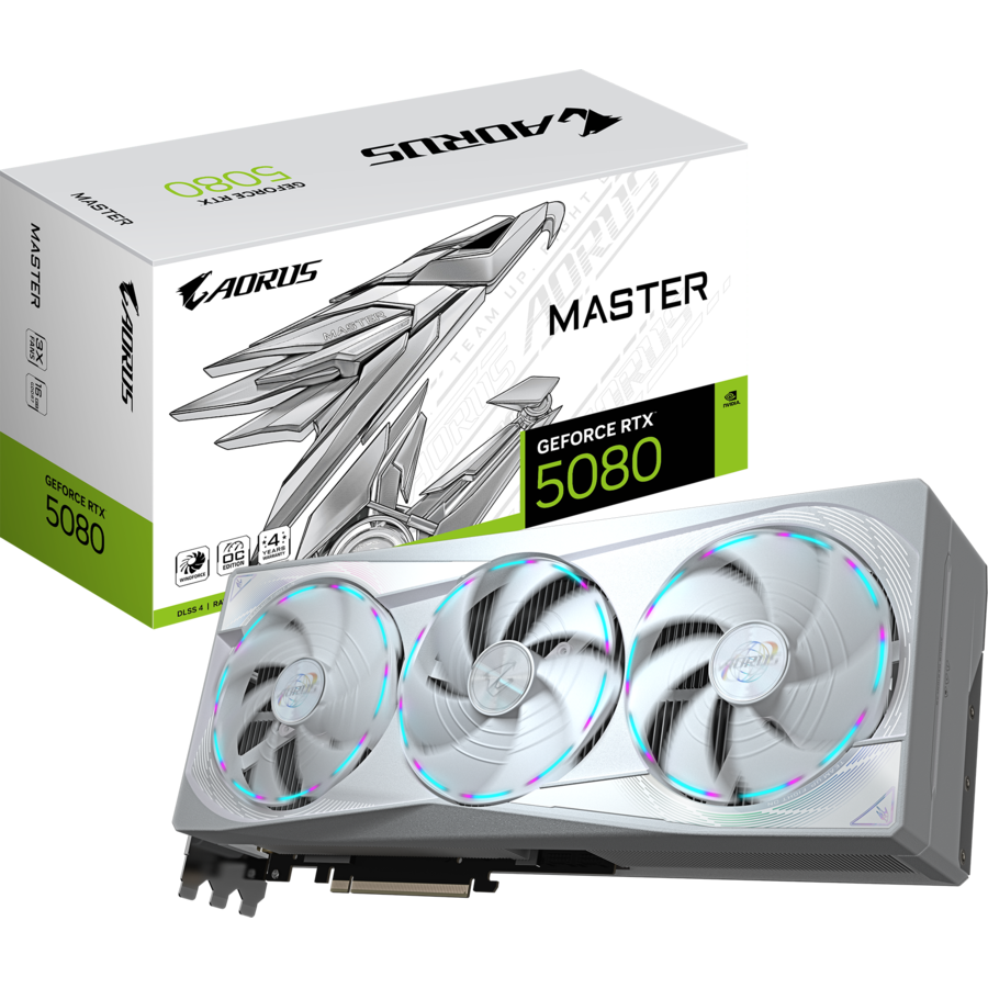 Placa video Aorus GeForce RTX 5080 Master Ice 16G, 16384 MB GDDR7
