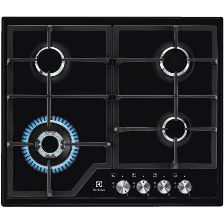 Plita Incorporabila EGS6436K 4 Arzatoare pe Gaz 60CM Aprindere Electrica Integrata Gratare Fonta Negru