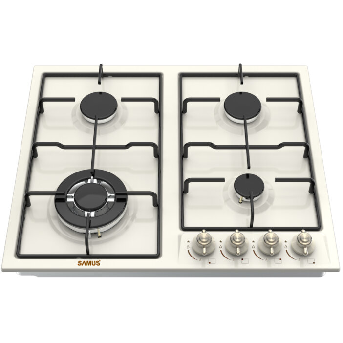 Plita Incorporabila PSG-64VS3 Design Rustic 4 Arzatoare pe Gaz Panou Frontal Aprindere Electrica 58CM Bej