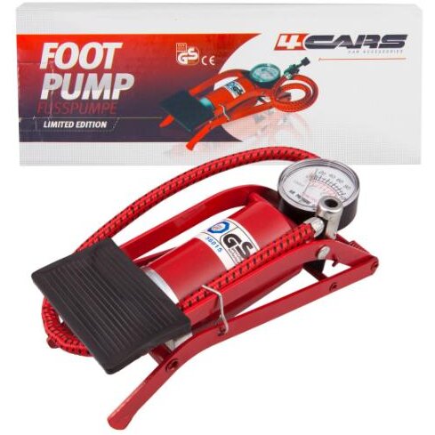 Pompa de Picior cu Pedala si Manometru 3 Duze Rosu
